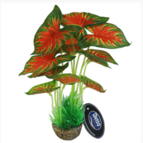 Betta Choice 8" Red &Green Plant W/ Sand Base