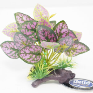 Betta Choice 5" Purple Plastic Plant on Driftwood